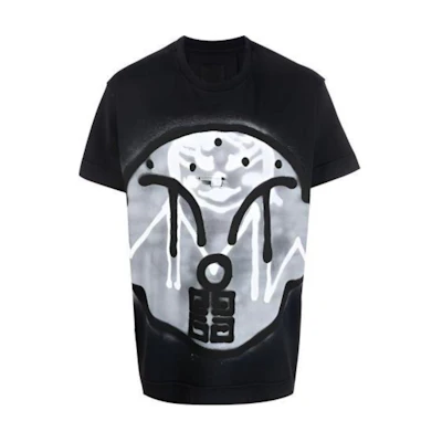 GIVENCHY Chito SS22 Spray Paint Logo Black Crewneck Short Sleeve T-Shirt Men. BM71863Y6B-001