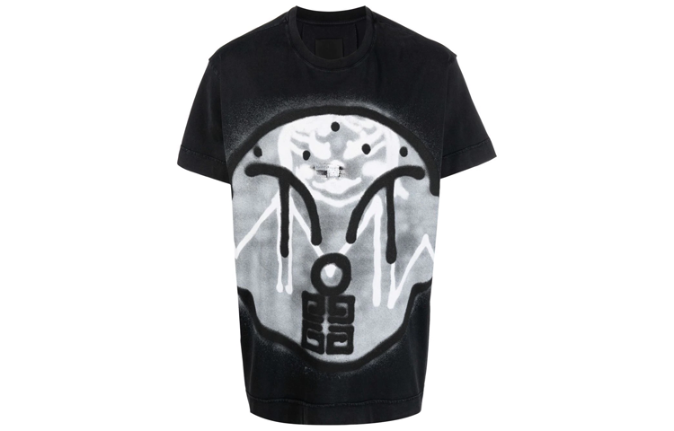 Order GIVENCHY x Chito SS22 Baju Hitam Logo Spray Paint Crewneck Pendek Lelaki. BM71863Y6B-001