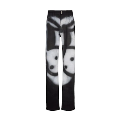 GIVENCHY Chito SS22 Straight Fit Black Jeans with Tag Effect Print . BM50ST5Y1V-001