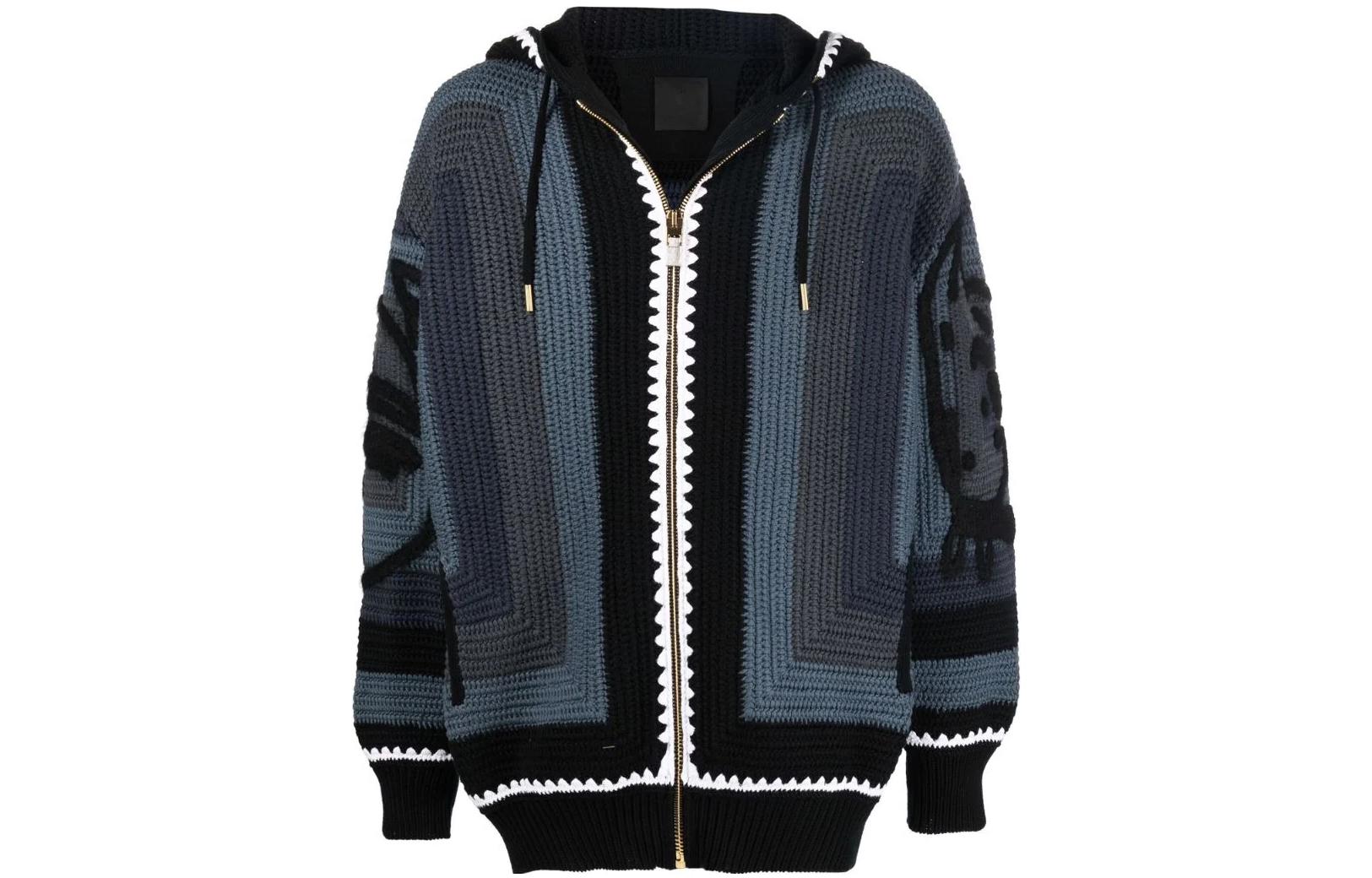Givenchy Chito SS22 Striped Patchwork Hoodie Jacket Blue BM00UJ4Y98012