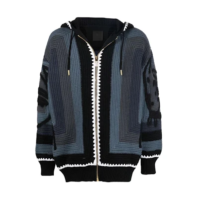 Givenchy Chito SS22 Striped Patchwork Hoodie Jacket Blue BM00UJ4Y98012