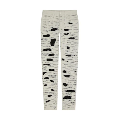 Givenchy Disney 101 Dalmatians FW22 Distressed Slim Fit Jeans Beige Mens Limited Edition BM50ST5Y3E-151