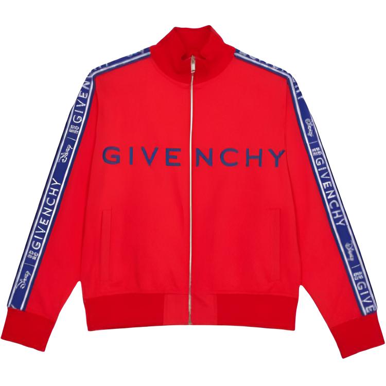 Givenchy Disney FW22 Red Logo Print Zip-Up Jacket Mens BMJ0KB3YB3-600