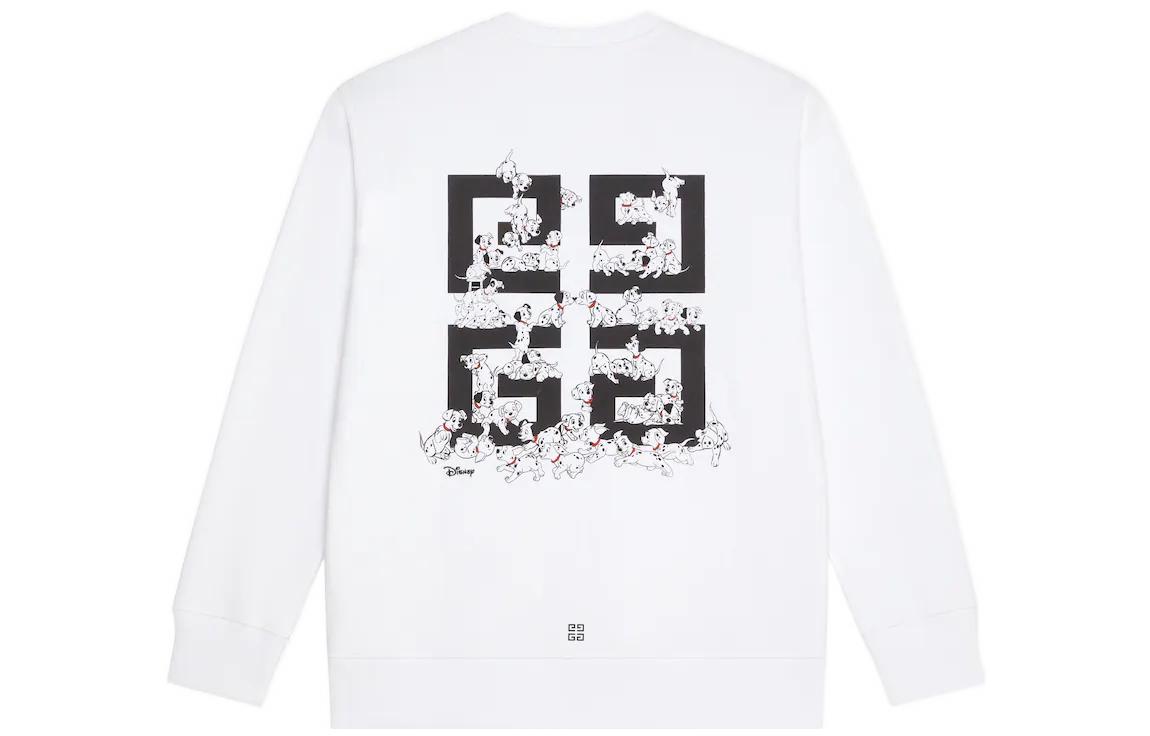 Givenchy Disney White Crewneck Pullover Sweatshirt Logo Front Long Sleeve BMJ0HS3Y78-100