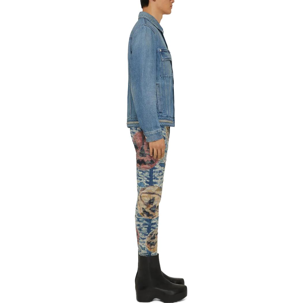 Purchase Givenchy x Josh Smith Jeans Pria Biru Slim-Fit Grafiti Kartun Distressed. BM50ST5Y2D-400