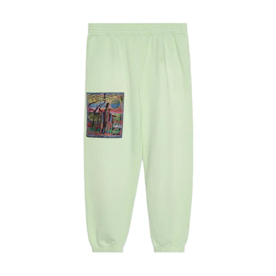 GIVENCHY Josh Smith FW22 Green Slim Jogger Pants with Art Embroidery Patch. BM51173Y69-340