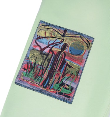 GIVENCHY x Josh Smith FW22 Green Slim Jogger Pants with Art Embroidery Patch. BM51173Y69-340 Sizing GIVENCHY x Josh Smith FW22 Green Slim Jogger Pants with Art Embroidery Patch. BM51173Y69-340