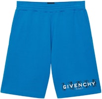 GIVENCHY x Josh Smith SS22 Blue Bermuda Shorts with Art Pattern & Flip Logo. BM511S3Y6V-430 GIVENCHY x Josh Smith SS22 Blue Bermuda Shorts with Art Pattern & Flip Logo. BM511S3Y6V-430