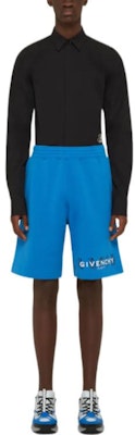 GIVENCHY x Josh Smith SS22 Blue Bermuda Shorts with Art Pattern & Flip Logo. BM511S3Y6V-430 Lookbook GIVENCHY x Josh Smith SS22 Blue Bermuda Shorts with Art Pattern & Flip Logo. BM511S3Y6V-430
