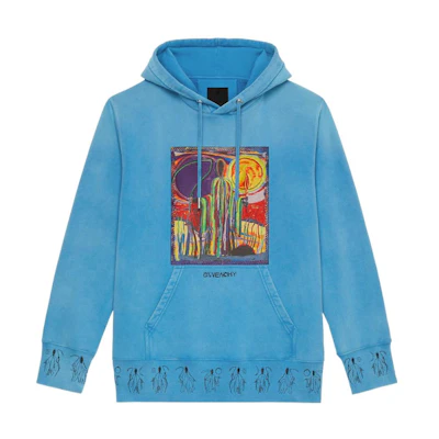 Givenchy Josh Smith SS22 Blue Hoodie with Artistic Patches - Edition BMJ0FP3Y69-420