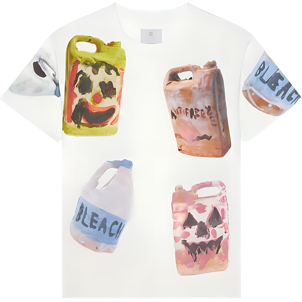 GIVENCHY x Josh Smith SS22 Cartoon Print Oversized White Short Sleeve Tee Men. BM71BP3Y6B-999