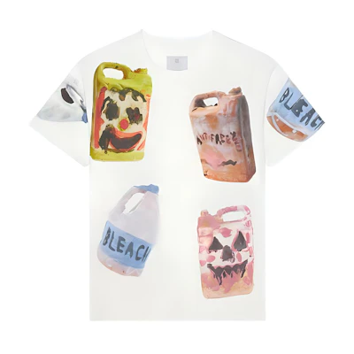 GIVENCHY Josh Smith SS22 Cartoon Print Oversized White Short Sleeve Tee Men. BM71BP3Y6B-999