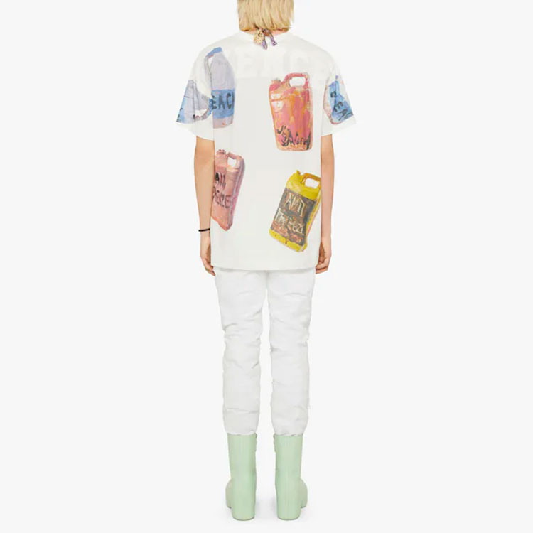 Shop ジバンシィ x ジョシュ・スミス SS22 カートゥーンプリント オーバーサイズ 白Tシャツ メンズ BM71BP3Y6B-999