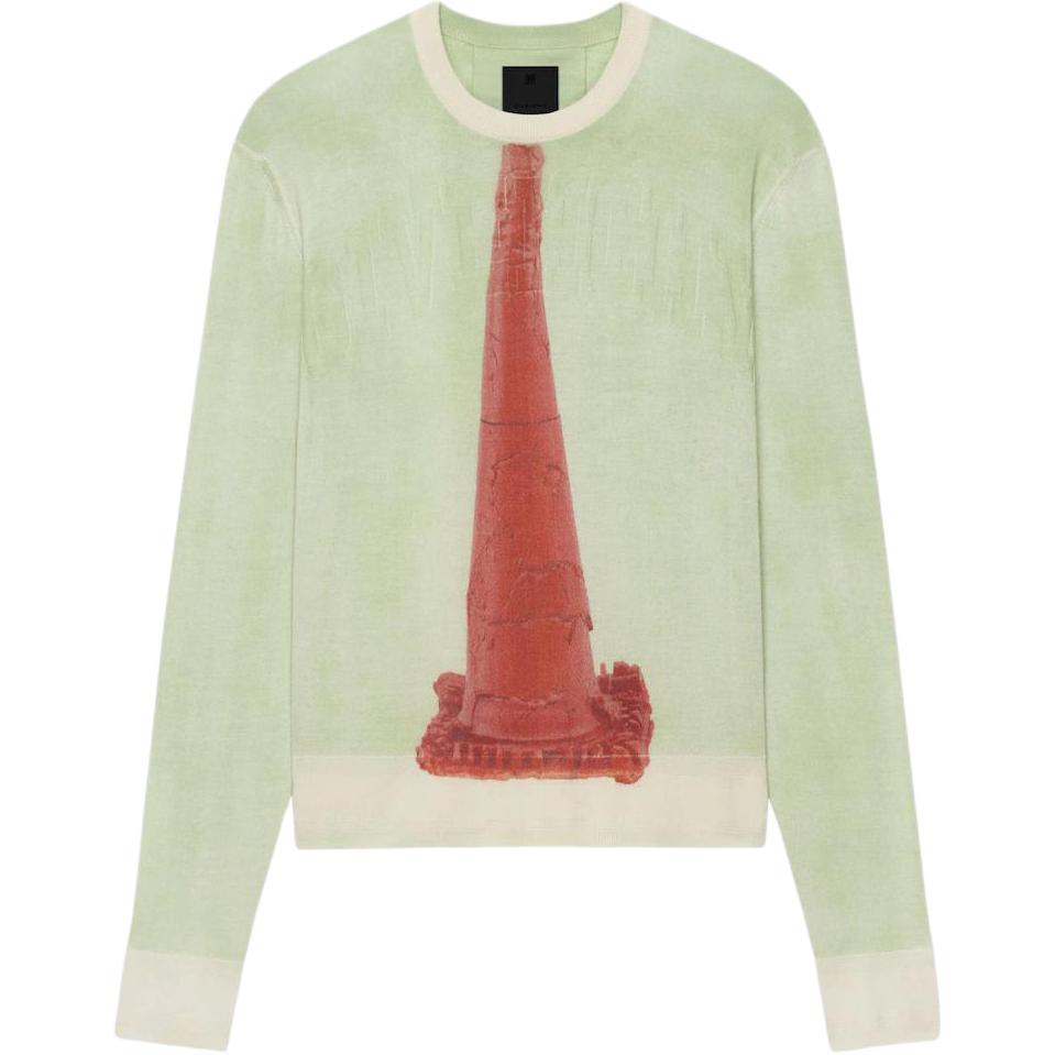 Givenchy x Josh Smith SS22 Porcelain Print Crewneck Knit Sweater Green BM90JH4YAP-340