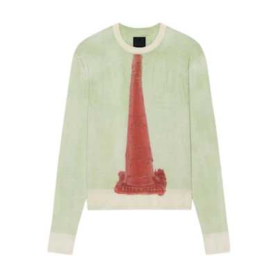 Givenchy Josh Smith SS22 Porcelain Print Crewneck Knit Sweater Green BM90JH4YAP-340