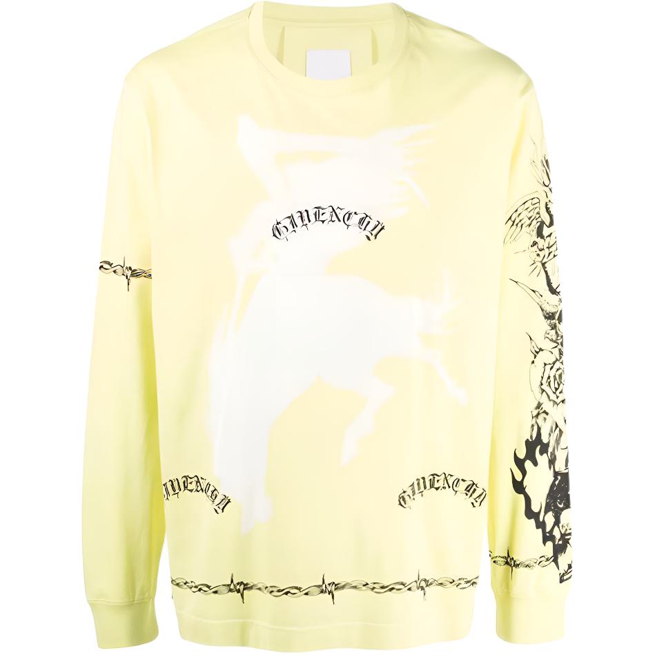 Givenchy Yellow Graphic Print Long Sleeve Sweatshirt BM715Q3Y6B-725