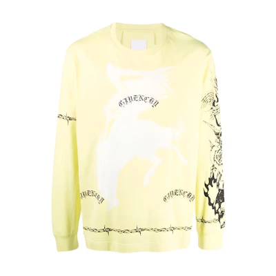 Givenchy Yellow Graphic Print Long Sleeve Sweatshirt BM715Q3Y6B-725