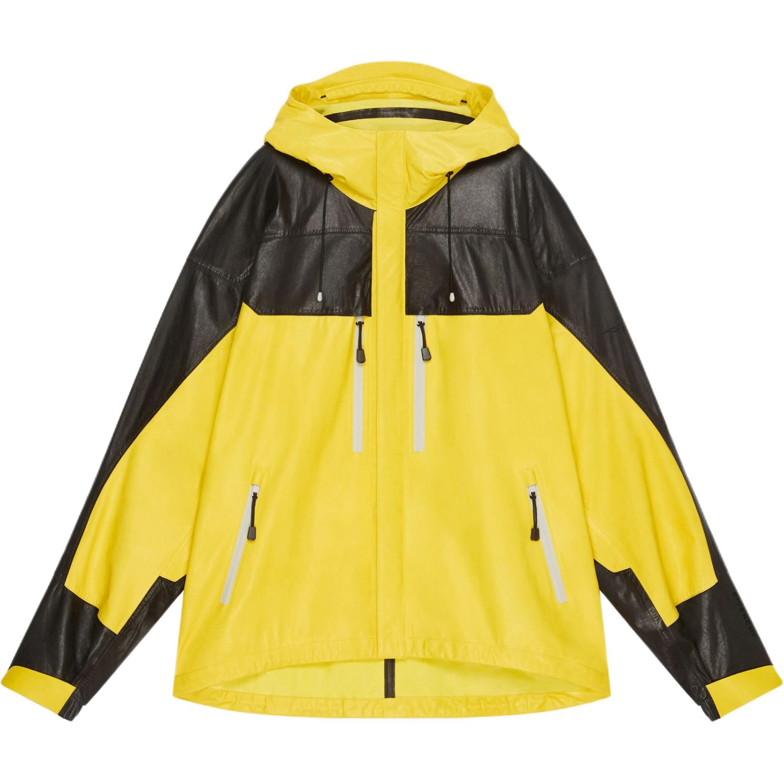 Givenchy Yellow Leather Technical Jacket with Hood and Full Zip BM016161KF-003