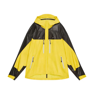 Givenchy Yellow Leather Technical Jacket with Hood and Full Zip BM016161KF-003