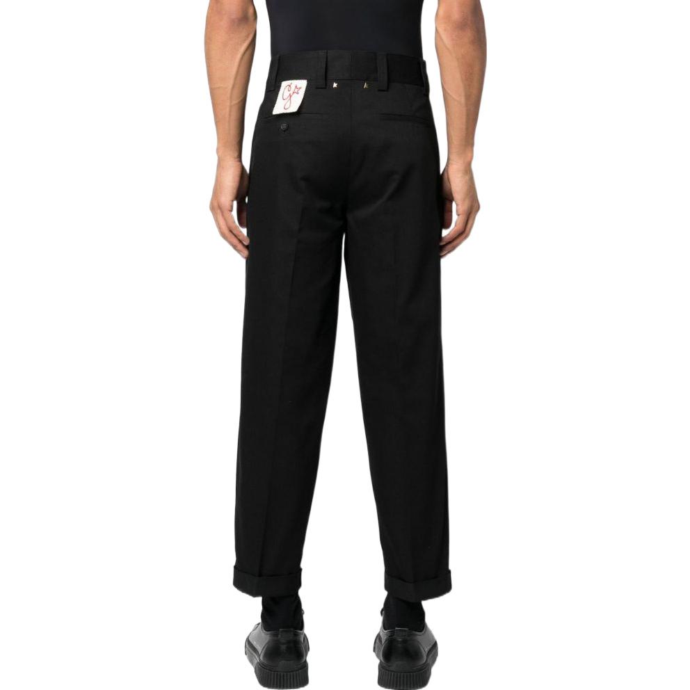 Shop Golden Goose  Black Straight-Leg Casual Pants with Solid Logo Patch. GMP01190P00078690100