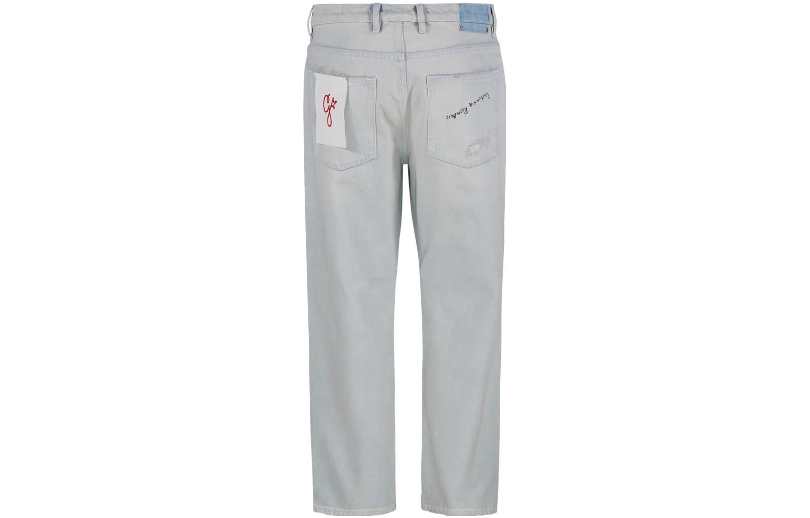 Lookbook ゴールデングース ブルー ダメージ ミッドライズ ジーンズ ジッパー付きルーズフィット GMP01186P00063550100