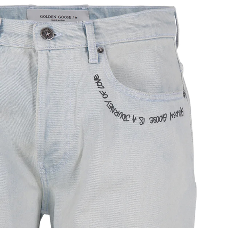 Purchase ゴールデングース ブルー ダメージ ミッドライズ ジーンズ ジッパー付きルーズフィット GMP01186P00063550100