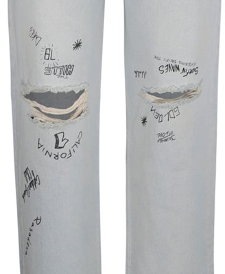 Golden Goose Jeans Biru Loose Fit Mid-Rise dengan Zipper Distressed. GMP01186P00063550100 Details for Golden Goose Jeans Biru Loose Fit Mid-Rise dengan Zipper Distressed. GMP01186P00063550100