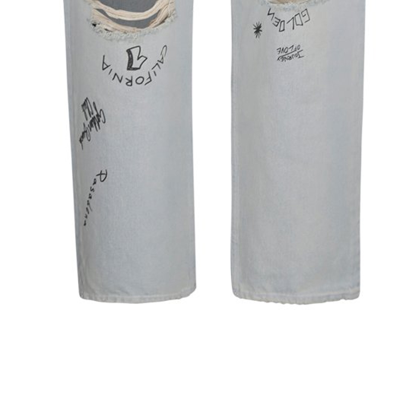 Sizing ゴールデングース ブルー ダメージ ミッドライズ ジーンズ ジッパー付きルーズフィット GMP01186P00063550100