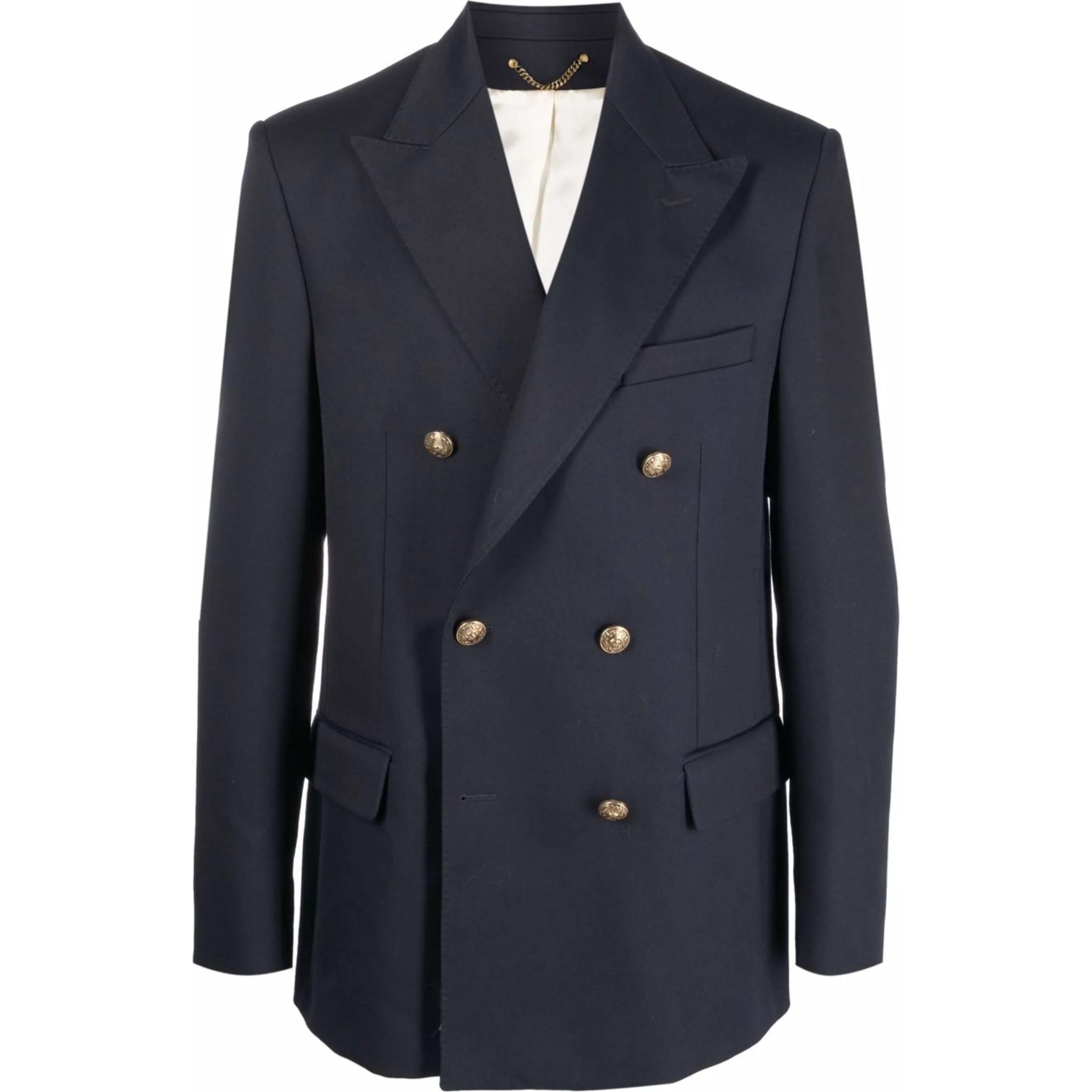 Golden Goose  Double-Breasted Solid Blazer Jacket Blue. GMP00835P00061950486