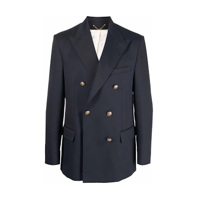 Golden Goose Double-Breasted Solid Blazer Jacket Blue. GMP00835P00061950486