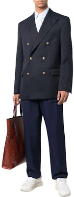 Golden Goose Jaket Blazer Biru Solid Double-Breasted. GMP00835P00061950486 Lookbook Golden Goose Jaket Blazer Biru Solid Double-Breasted. GMP00835P00061950486