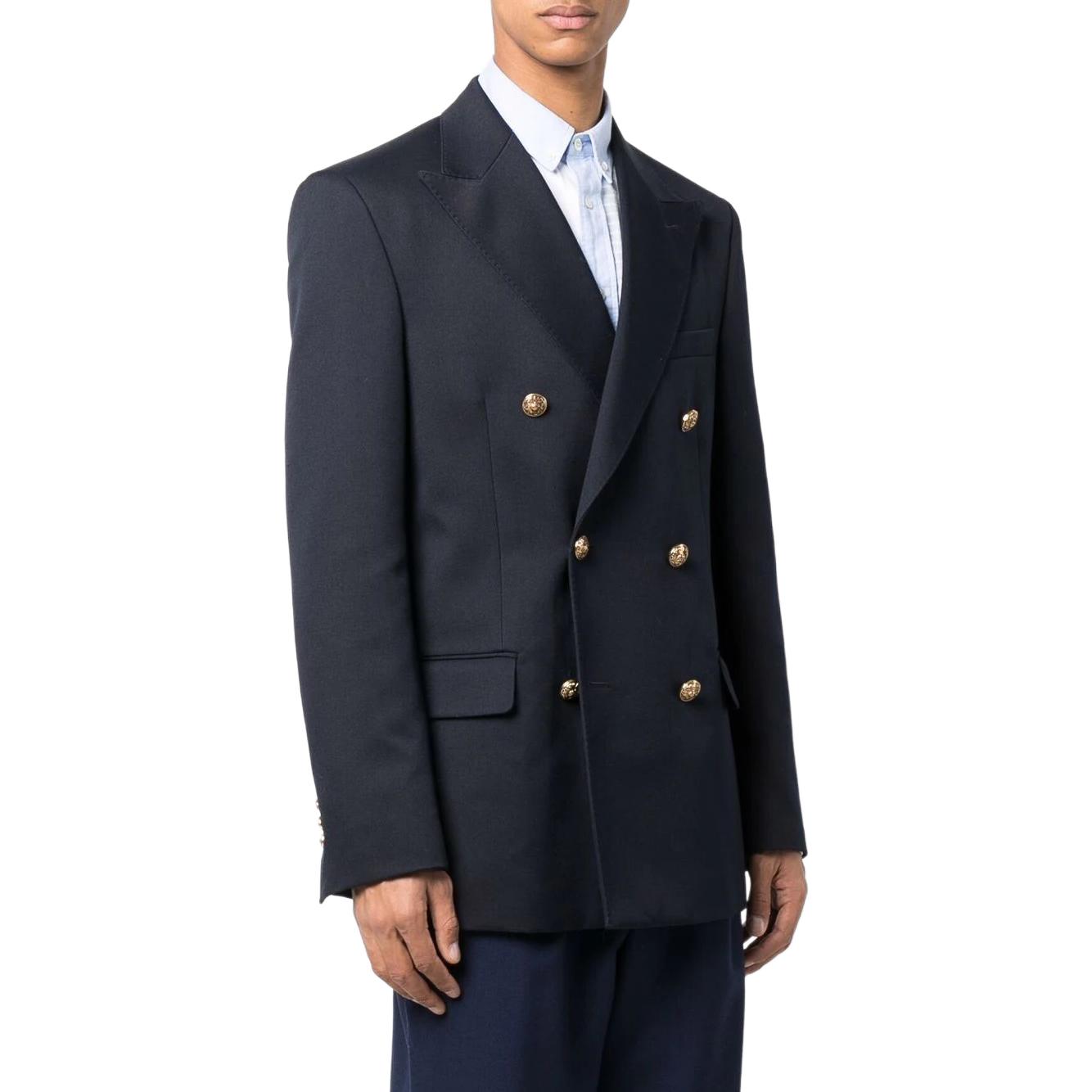 Shop Golden Goose Jaket Blazer Biru Solid Double-Breasted. GMP00835P00061950486