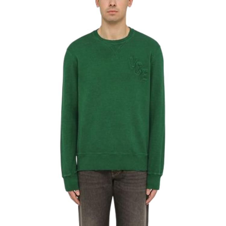 Shop Golden Goose  Green Embroidered Logo Crewneck Sweatshirt. GMP01223P00135635870