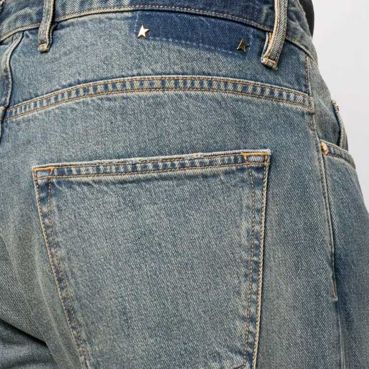 Cheap Golden Goose  Solid Mid-Rise Straight Jeans Blue GMP01636P00125850100