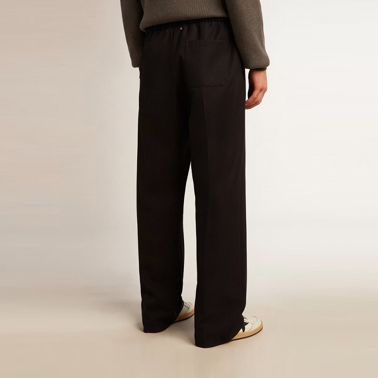 Purchase Golden Goose  Straight-Leg Pleated Casual Pants Dark Blue Solid Color. GMP01870-P000961-50486
