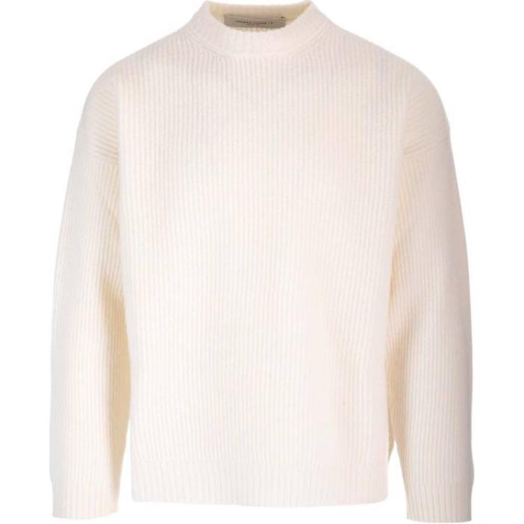Order Golden Goose Putih Solid Crewneck Loose Pullover Sweater. GMP01338P00170311560
