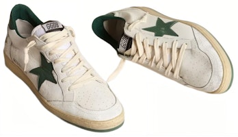 金鵝 Ball Star 皮革低筒綁帶時尚板鞋 白綠 Lookbook 金鵝 Ball Star 皮革低筒綁帶時尚板鞋 白綠