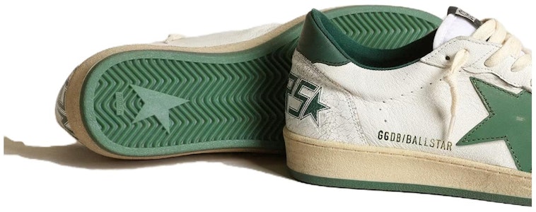 金鵝 Ball Star 皮革低筒綁帶時尚板鞋 白綠 Purchase 金鵝 Ball Star 皮革低筒綁帶時尚板鞋 白綠