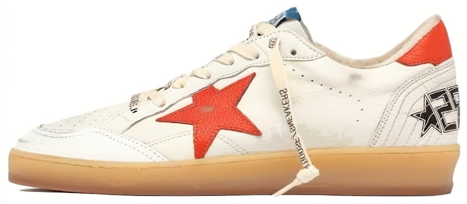 金鵝 Ball Star 皮革 綁帶圓頭低筒 時尚休閒鞋 男款 白紅色 仿舊版 Buy 金鵝 Ball Star 皮革 綁帶圓頭低筒 時尚休閒鞋 男款 白紅色 仿舊版