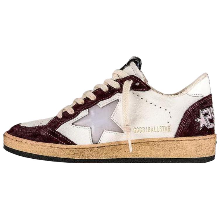 Golden Goose Ball Star Leather Low-Top Sneakers Burgundy . GWF00117.F004204.40363