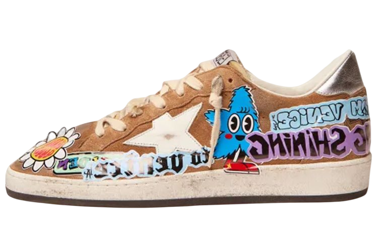 Golden Goose Ball Star Suede Low-Top Sneakers Men Brown Distressed Style GMF00117.F002875.15345