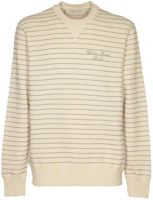 Golden Goose Beige Striped Lettering Crewneck Loose Sweatshirt GMP01223P00136011426 Golden Goose Beige Striped Lettering Crewneck Loose Sweatshirt GMP01223P00136011426