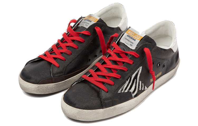 Golden Goose Black Leather Low-Top Fashion Sneakers 'Zebra Star' 圖 3