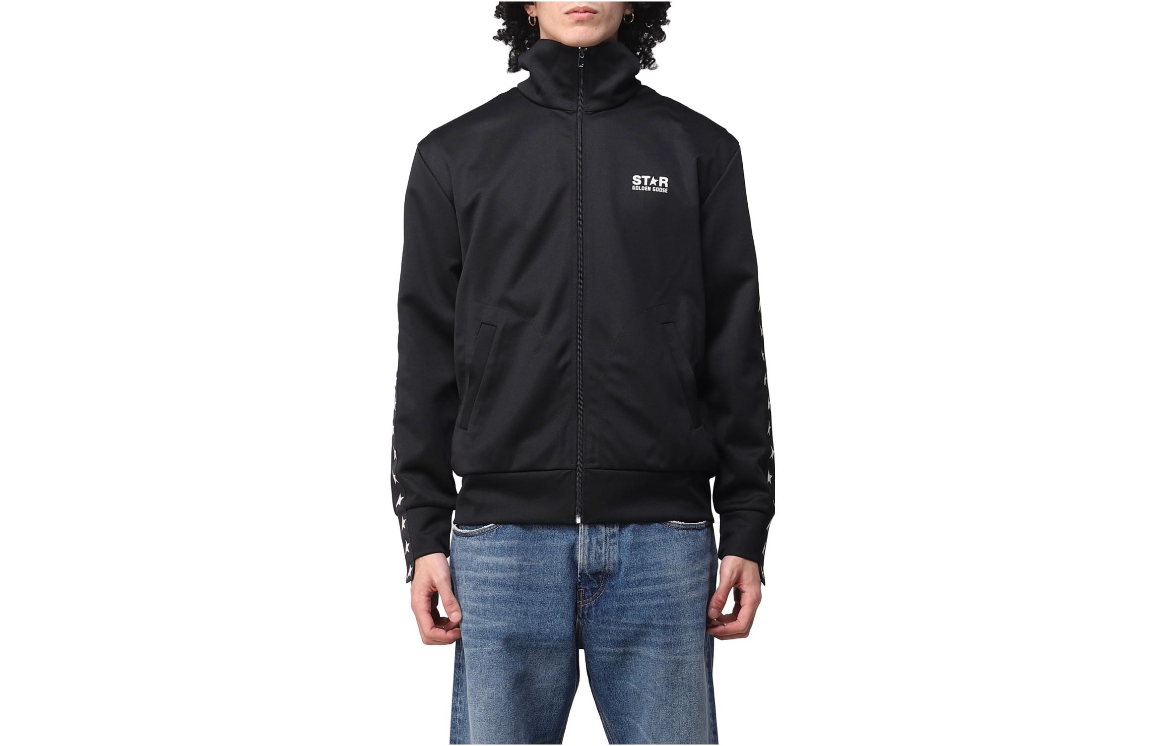 Golden Goose Black Letter Print High-Neck Jacket GMP00875P00052081347002