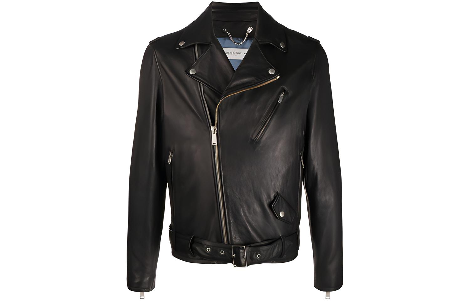 Golden Goose Black Solid Color Belted Biker Jacket GMP00297-P000196-90100