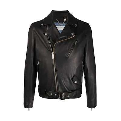 Golden Goose Black Solid Color Belted Biker Jacket GMP00297-P000196-90100