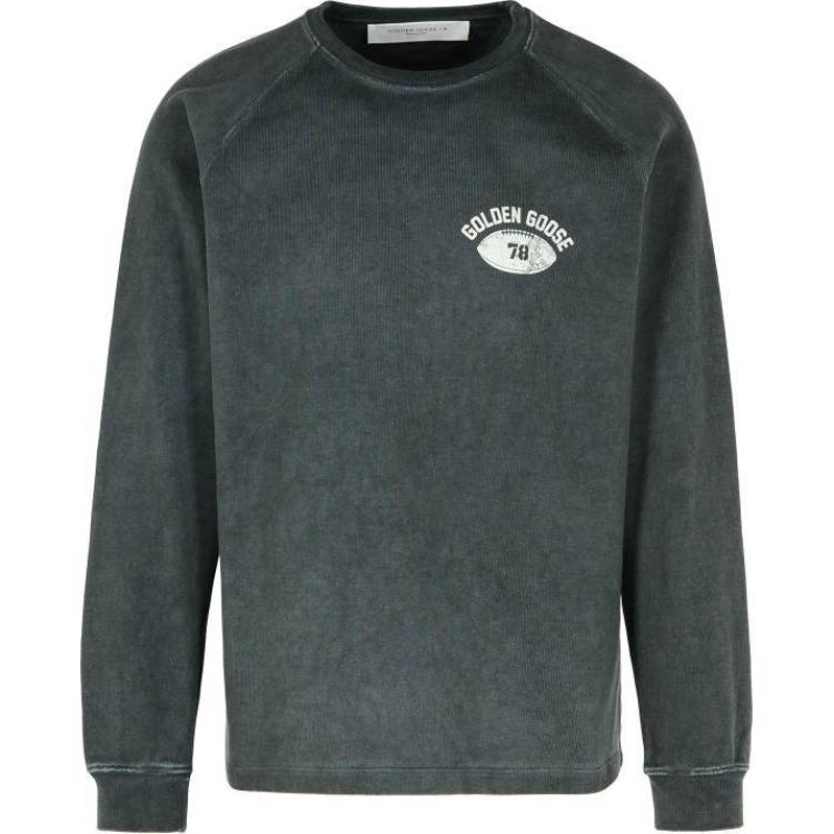 Golden Goose Contrast Print Logo Crewneck Sweatshirt Grey GMP02015-P001646-60445