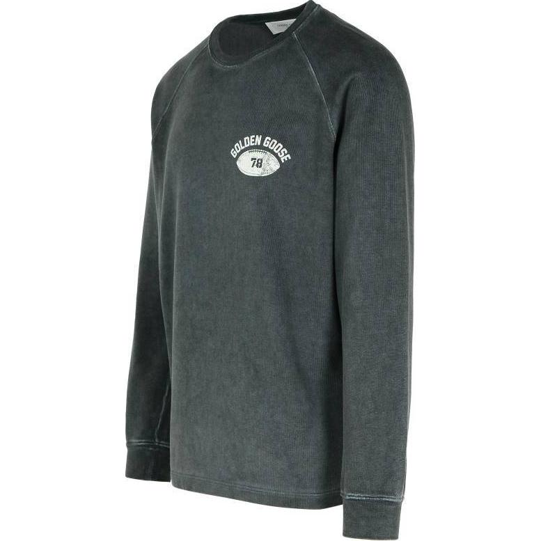 Shop 金鹅灰色对比印花Logo圆领卫衣 GMP02015-P001646-60445