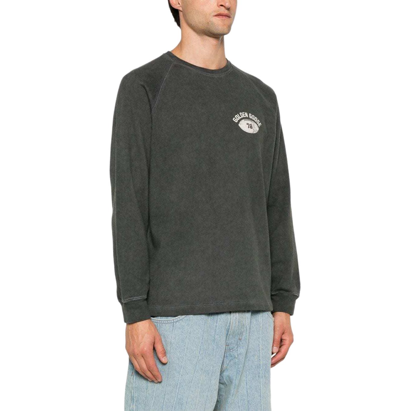 Sizing 金鹅灰色对比印花Logo圆领卫衣 GMP02015-P001646-60445