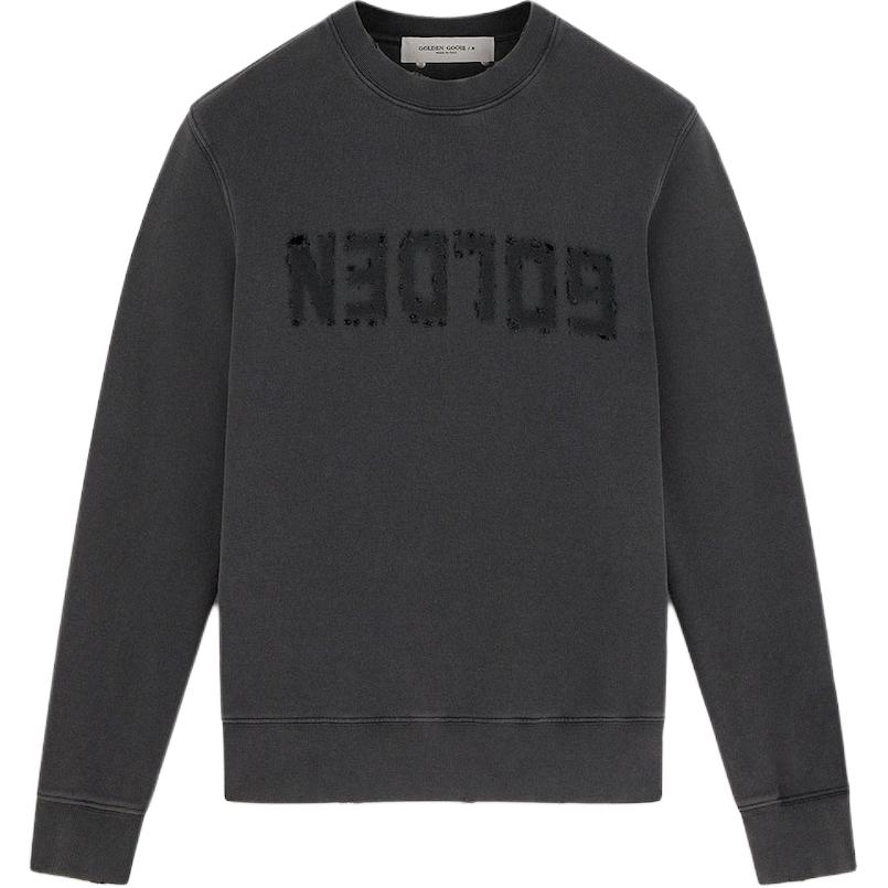 Golden Goose Crewneck Pullover Sweatshirt Dark Grey with Chest Lettering GMP01223P00064260318